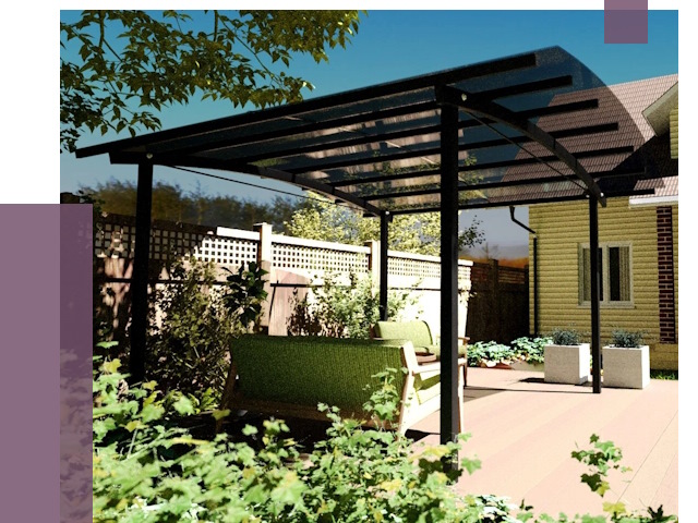 Навесы для террасы в Нальчике от 13213 руб. под ключ | ПРОЛЁТ-Нль