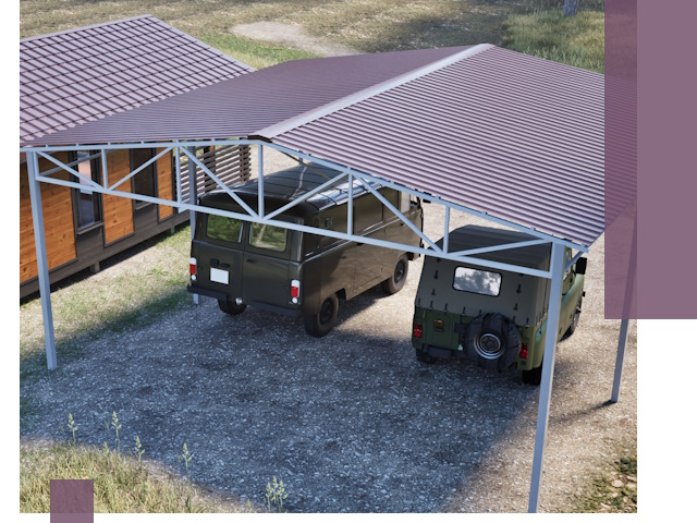 Двускатные навесы под ключ в Нальчике — изготовление и монтаж